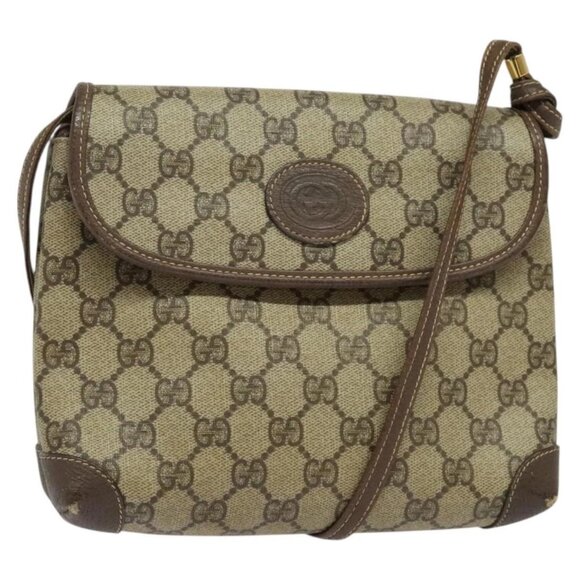 GUCCI GG Supreme Shoulder Bag PVC Beige Gold Auth BA2472 - Picture 1 of 16